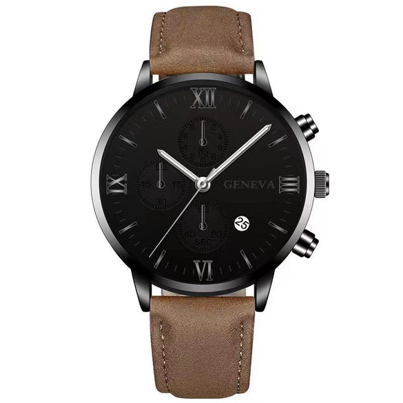 Men's Casual Alloy Case Quartz Belt Watches With Round Dial