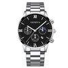 Men's Casual Alloy Quartz Watch With Fake Three Eye Calendar Roman Scale And Round Dial