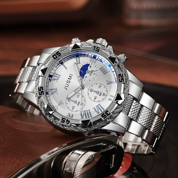 Men's Casual Alloy Quartz Watch With Roman Literal And Round Dial