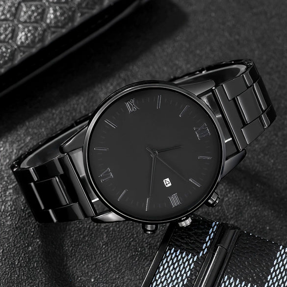 Men's Casual Alloy Round Dial Quartz Watch With Roman Numerals