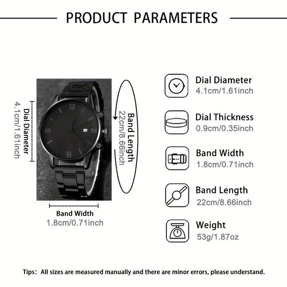 Men's Casual Alloy Round Dial Quartz Watch With Roman Numerals
