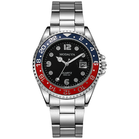 Men's Casual Automatic Mechanical Alloy Case Imitation Leather Strap Round Dial Watch