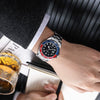 Men's Casual Automatic Mechanical Alloy Case Imitation Leather Strap Round Dial Watch