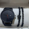 Men's Casual Business Style Alloy Belt Watch And Bracelet Threepiece Set With Round Dial