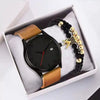 Men's Casual Business Style Alloy Belt Watch And Bracelet Threepiece Set With Round Dial