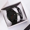 Men's Casual Business Style Alloy Belt Watch And Bracelet Threepiece Set With Round Dial