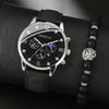 Men's Casual Fashion Quartz Watch And Belt Set With Alloy Case Imitation Leather Strap And Stainless Steel Clasp Round Dial