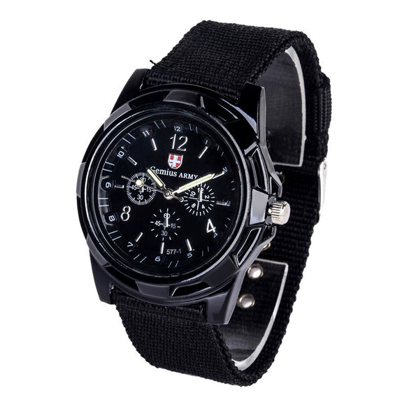 Men's Casual Fashion Watch Swiss Style Round Dial Sports Style Nylon Woven Strap Pointer Number Display Business Watch