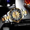 Men's Casual Hollow Creative Quartz Wrist Watch Metal Case Stainless Steel Band Round Dial