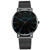 Men's Casual Mesh Quartz Watch Alloy Case Imitation Leather Strap Stainless Steel Buckle Round Dial Leisure Style