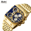 Men's Casual Metal And Stainless Steel Rectangle Dial Luminous Multitime Zone Watch