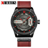 Men's Casual Metal Leather Quartz Watch With Round Dial