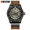 Men's Casual Metal Leather Quartz Watch With Round Dial