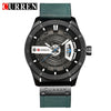Men's Casual Metal Leather Quartz Watch With Round Dial