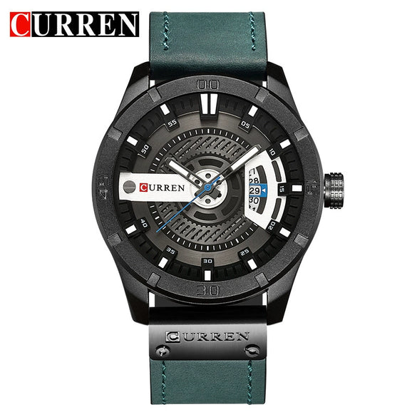 Men's Casual Metal Leather Quartz Watch With Round Dial