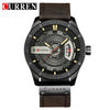 Men's Casual Metal Leather Quartz Watch With Round Dial