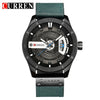 Men's Casual Metal Leather Quartz Watch With Round Dial