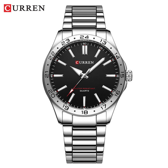Men's Casual Quartz Watch Alloy Case Stainless Steel Band Round Dial