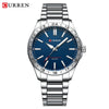 Men's Casual Quartz Watch Alloy Case Stainless Steel Band Round Dial