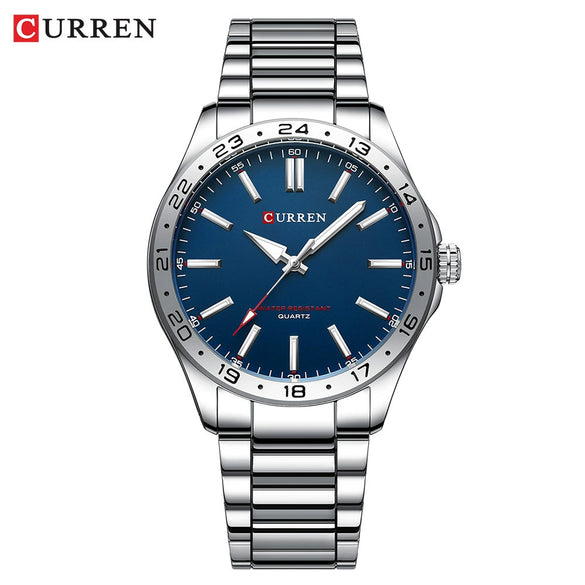 Men's Casual Quartz Watch Alloy Case Stainless Steel Band Round Dial