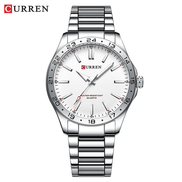 Men's Casual Quartz Watch Alloy Case Stainless Steel Band Round Dial