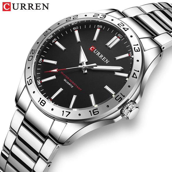 Men's Casual Quartz Watch Alloy Case Stainless Steel Band Round Dial