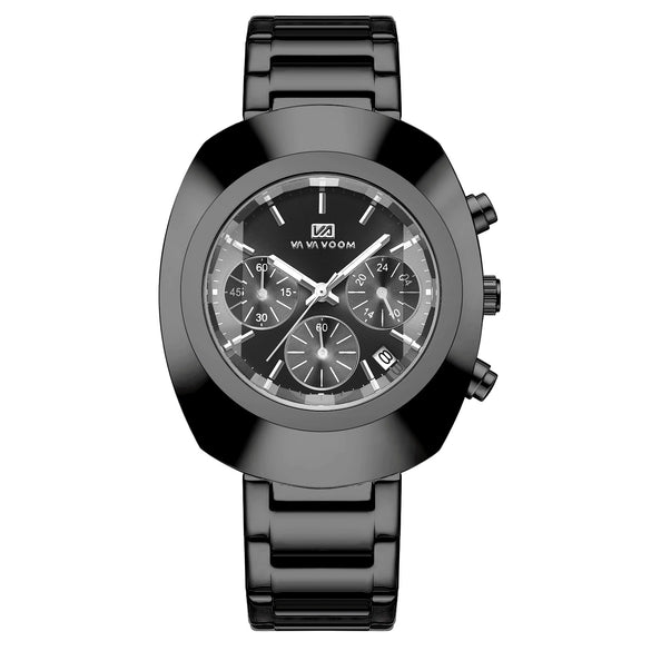 Men's Casual Quartz Watch Alloy Case Stainless Steel Strap Round Dial Waterproof Luminous