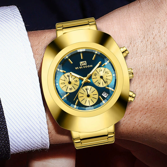 Men's Casual Quartz Watch Alloy Case Stainless Steel Strap Round Dial Waterproof Luminous