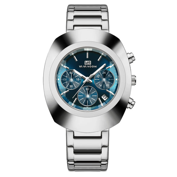 Men's Casual Quartz Watch Alloy Case Stainless Steel Strap Round Dial Waterproof Luminous