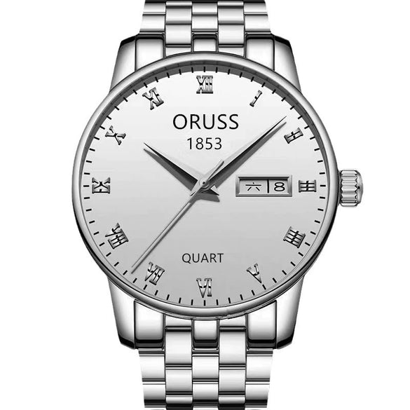 Men's Casual Quartz Watch With Alloy Strap And Case Mineral Reinforced Glass Mirror Round Dial