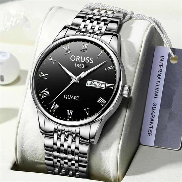 Men's Casual Quartz Watch With Alloy Strap And Case Mineral Reinforced Glass Mirror Round Dial