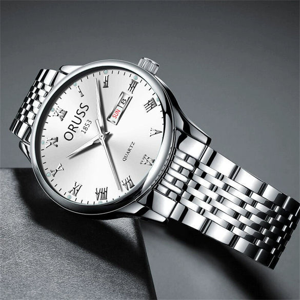 Men's Casual Quartz Watch With Alloy Strap And Case Mineral Reinforced Glass Mirror Round Dial