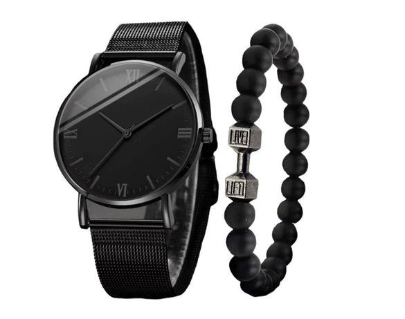 Men's Casual Quartz Watch With Stainless Steel Strap Alloy Case And Round Dial