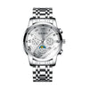 Men's Casual Quartz Watch With Sun Moon And Stars Pattern Waterproof Calendar Luminous Stainless Steel Clasp Alloy Case And Strap Round Dial