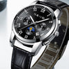 Men's Casual Quartz Watch With Sun Moon And Stars Pattern Waterproof Calendar Luminous Stainless Steel Clasp Alloy Case And Strap Round Dial