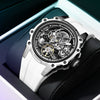 Men's Casual Sports Watch With Mechanical Movement Waterproof Luminous Feature Silicone Strap Stainless Steel Case And Mineral Reinforced Glass Mirror