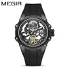 Men's Casual Sports Watch With Mechanical Movement Waterproof Luminous Feature Silicone Strap Stainless Steel Case And Mineral Reinforced Glass Mirror