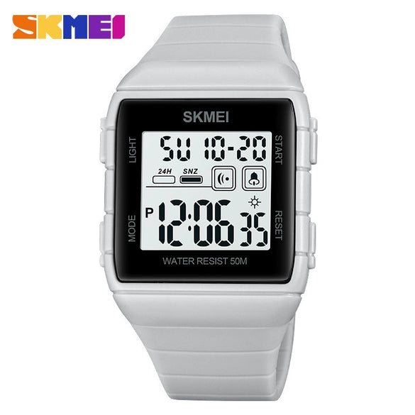 Men's Casual Sports Waterproof Electronic Watch Silicone Resin Abs Rectangle Geometric