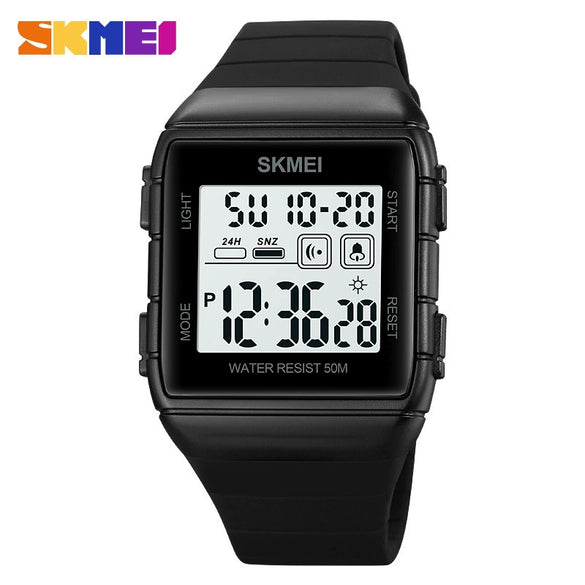 Men's Casual Sports Waterproof Electronic Watch Silicone Resin Abs Rectangle Geometric