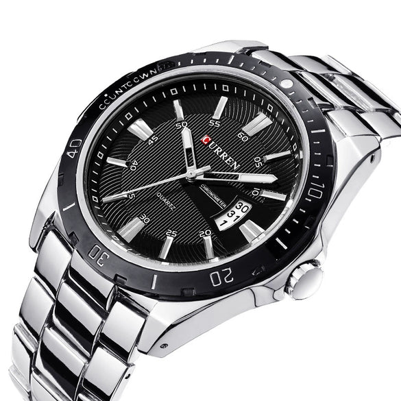 Men's Casual Stainless Steel Band Round Dial Watch