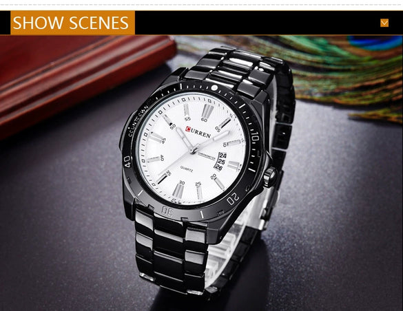 Men's Casual Stainless Steel Band Round Dial Watch