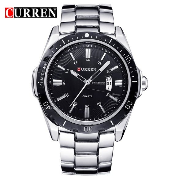 Men's Casual Stainless Steel Band Round Dial Watch