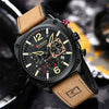 Men's Casual Stainless Steel Quartz Watch With Genuine Leather Strap And Round Dial