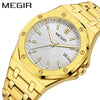 Men's Classic Business Alloy Case Stainless Steel Band Round Dial Waterproof Luminous Calendar Watch