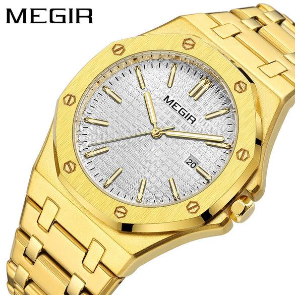 Men's Classic Business Alloy Case Stainless Steel Band Round Dial Waterproof Luminous Calendar Watch