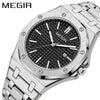 Men's Classic Business Alloy Case Stainless Steel Band Round Dial Waterproof Luminous Calendar Watch