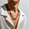 Men's Clavicle Chain Bohemian Style Handmade Wooden Beads Geometric Design
