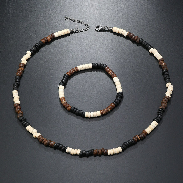 Men's Coconut Shell Handmade Beads Plant Flowers Clavicle Chain Necklace