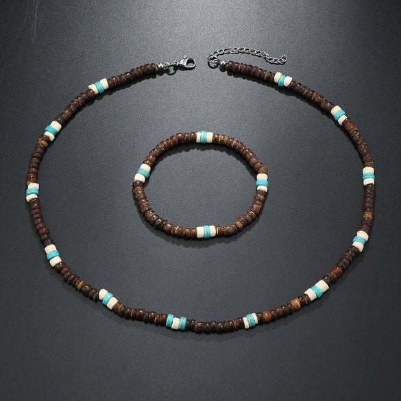 Men's Coconut Shell Handmade Beads Plant Flowers Clavicle Chain Necklace