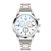 Men's Colorful Blue Light Glass Quartz Watch With Three Eye Design And Stainless Steel Band